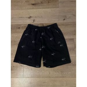 Nike Sportswear Mens Black AOP Athletic Fleece Shorts Size Large